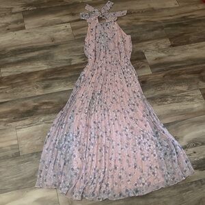 Studio One NY Maxi Pink Floral Accordion Pleated Dress Size 4